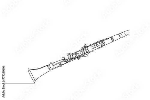 clarinet classical musical instrument object one line art design vector