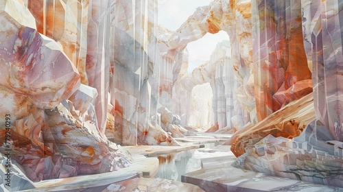 A 3D virtual gallery showcasing 2D watercolor masterpieces