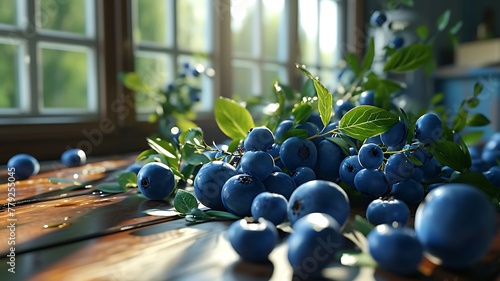 Berry Bounty: Showcasing a Bunch of Plump and Fresh Blueberries