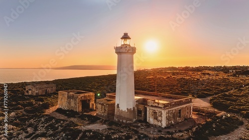 lighthouse on the rocks overlooking the sea