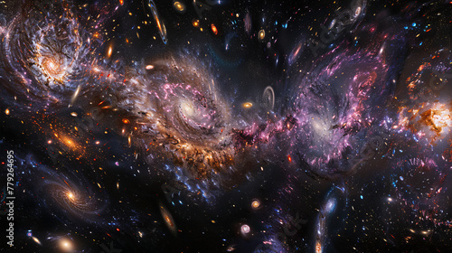 The whole Universe with fillaments, made with billions of Galaxies.