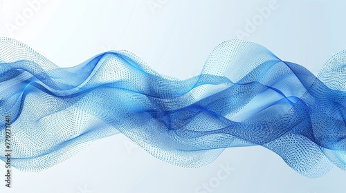 sign wave structure network image, blue background, colorful particles, high contrast complementary color