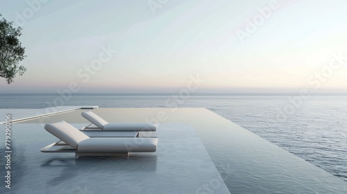 Serene poolside scene with a minimalist design AI generated illustration