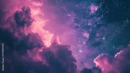 The ethereal beauty of pink and purple clouds drifti AI generated illustration