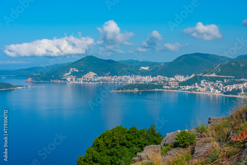 Panorama view of Budva and Adriatic coast in montenegro