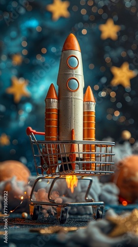 Online shopping cart with rocket boosters