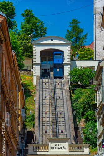 View of Zagreb funicular during a sunny day in Croatia