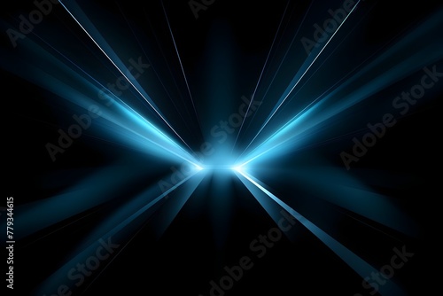 Vibrant Blue Radiant Beams Diverging in a Futuristic Abstract Montage of Intense Lighting Effects