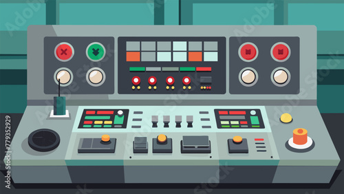 A photograph of a sleek hightech control panel with a series of ons and levers used to manually override the predictive maintenance system in