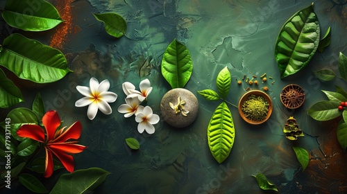 photo of balance of the ayurveda 5 elements theory, realistic style, ​