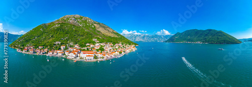 Aerial view of Perast in Montenegro