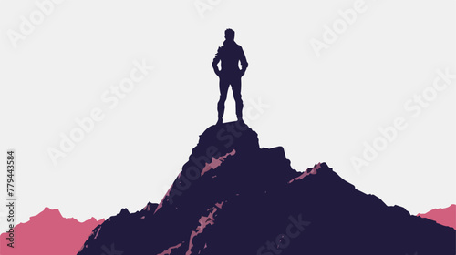Silhouette of young man can not go to the top of the m