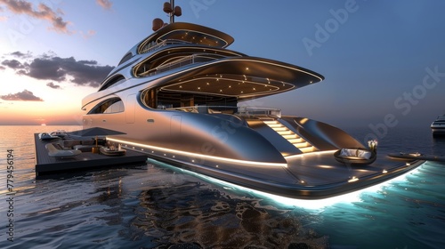 A luxury yacht with a sleek modern design AI generated illustration