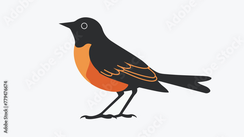 American Robin silhouette icon. Vector image. flat vector