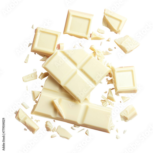 White chocolate bar with broken pieces