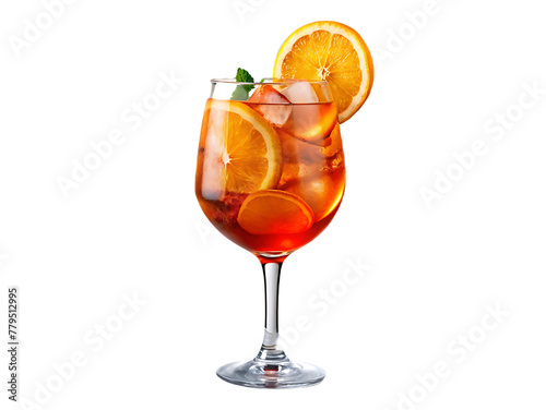 Free photo glass of aperol spritz cocktail isolated on transparent background