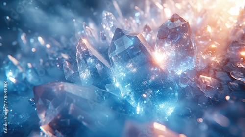 Luminous Crystal Formation with Magical Blue Light.