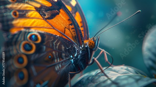 Butterfly close-up shot. Detailed realistic photography