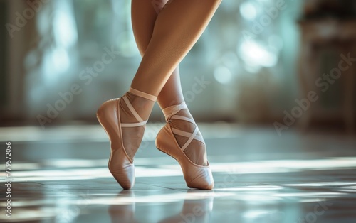 AI generated illustration of a dancer in ballet slippers