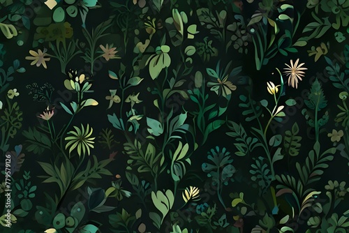 Green floral background Generative AI