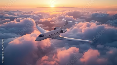 Aerial View of a Private Jet in Flight