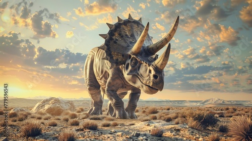 Triceratops in ancient forest landscape