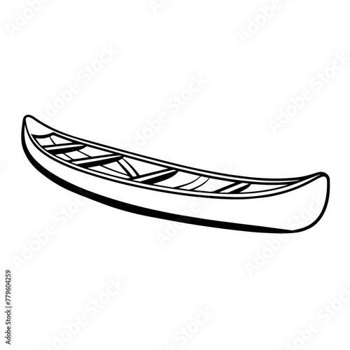 Sleek outline vector of canoe icon for adventurous designs. Symbol of exploration.