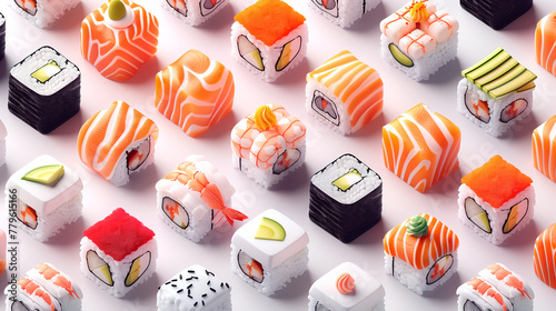 isometric sushi pattern