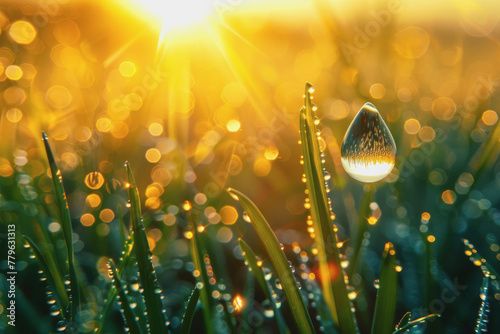 Design a glistening dewdrop jewel sparkling in the morning sun.