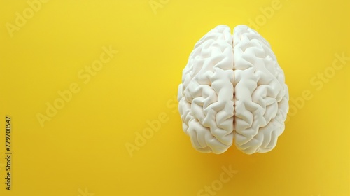 A ing of a human brain on a yellow background.