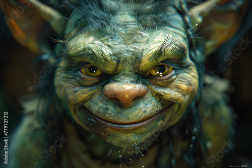 Evil smiling goblin in a fantasy story