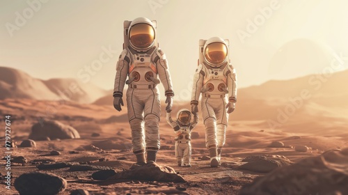 A family of astronauts conquer Mars. The concept of colonization of Mars