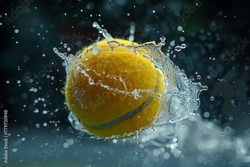 Tennis Ball Splashing Water on Impact
