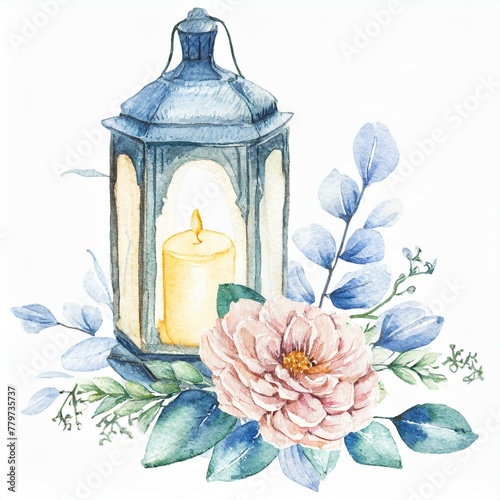 Lampion z kwiatami ilustracja dekoracja