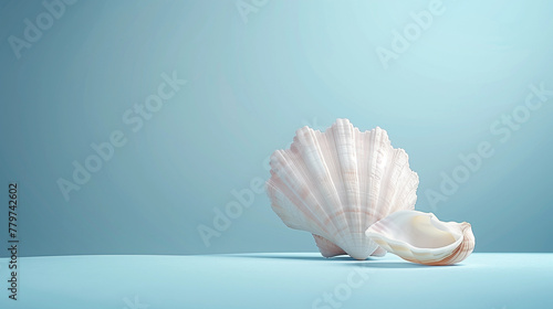 blue background with shells