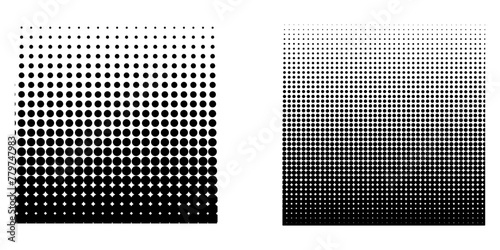 black white square halftone set