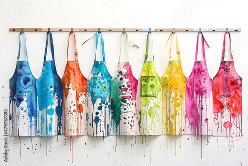 watercolor whimsical aprons, with their playful and imaginative designs, adding a splash of color and creativity to your cooking routine