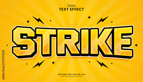 decorative yellow thunder strike editable text effect vector design