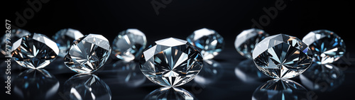 Scintillating Round Diamonds Lined on Dark Background with Bokeh
