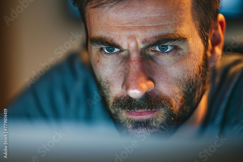 Deep in Thought, Man's Close-Up with Softly Lit Backdrop