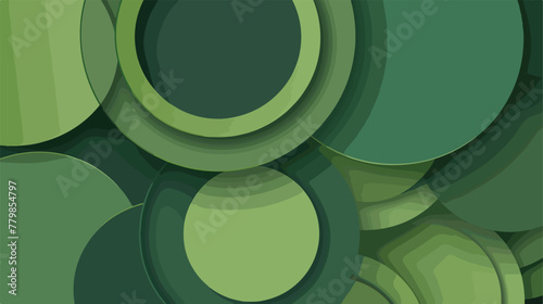 Abstract overlapping circles on a green background flat