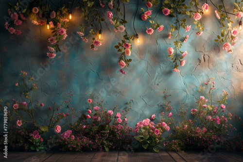 backdrop_of_wild_flowers_garland_light_bulbs