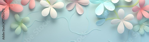 Soft flower and vine pattern, pastel, clean, minimal, middle open