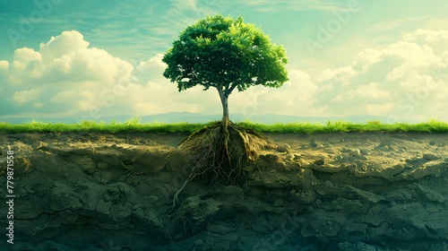 An illustration of a tree growing from a seed, symbolizing the organic growth of a business through strategic development. 
