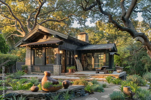 A Craftsman bungalow with an artista??s studio, surrounded by a sculpture garden and mature trees, reflecting the ownera??s creative spirit and the homea??s architectural heritage.