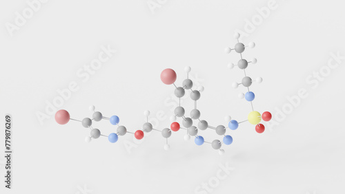 macitentan molecule 3d, molecular structure, ball and stick model, structural chemical formula endothelin receptor antagonist