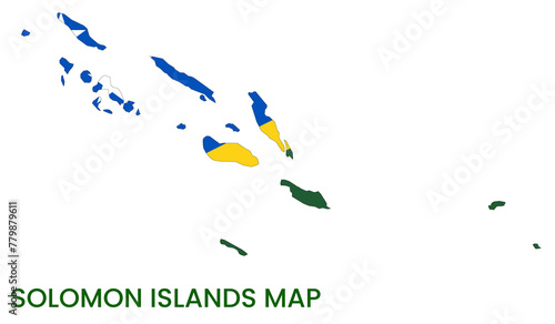 High detailed map of Solomon Islands. Outline map of Solomon Islands. Oceania
