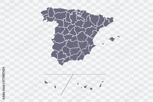 Spain Provinces Map pewter Color on White Background quality files Png
