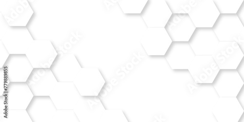 Abstract Technology, Futuristic 3d Hexagonal structure futuristic white background and Embossed Hexagon. Hexagonal honeycomb pattern background with space for text.