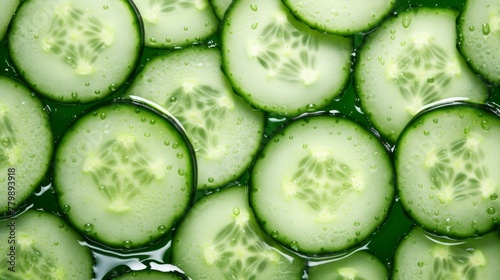 Background texture pattern cucumber slices. Close-up. 
